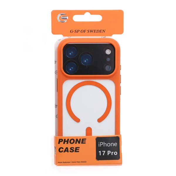 iPhone 17 Pro Cover Kameralinse MagSafe Orange Gennemsigtig