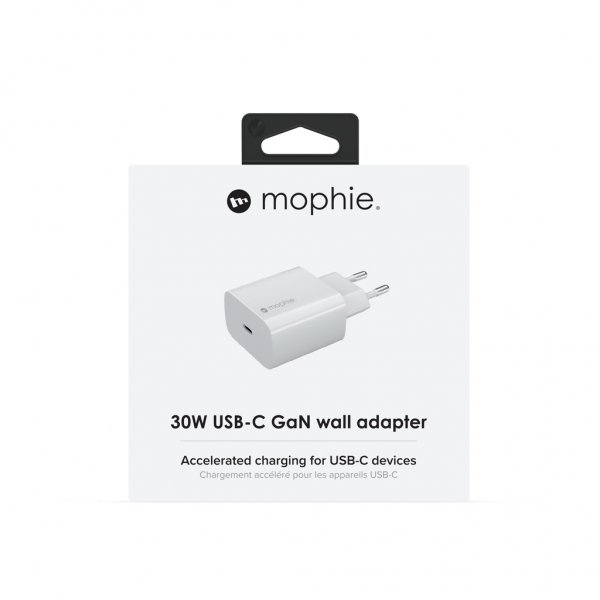 Mophie 30W USB-C GaN vægadapter hvid