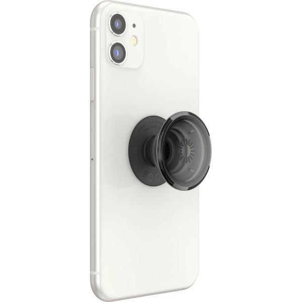 Popsockets PopGrip Transparent Sort Røg