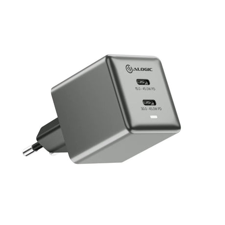 Alogic Oplader Dual USB-C Rapid Power 45W Cube GaN Grå