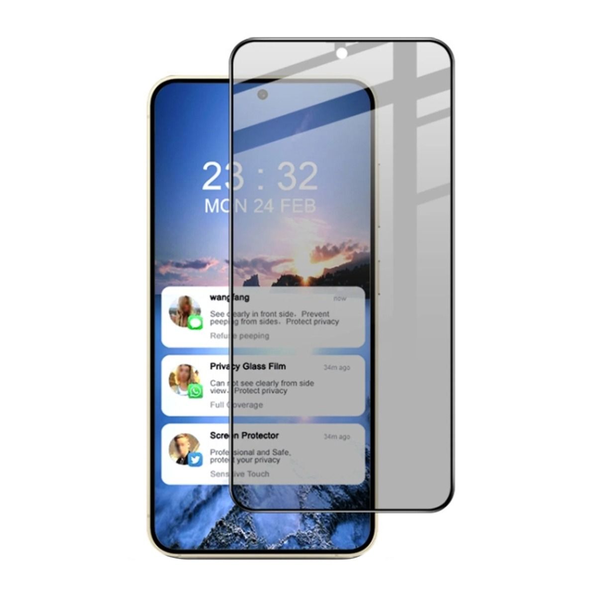 Rvelon Samsung Galaxy S24/S25 Skærmbeskytter Monteringsramme Privacy