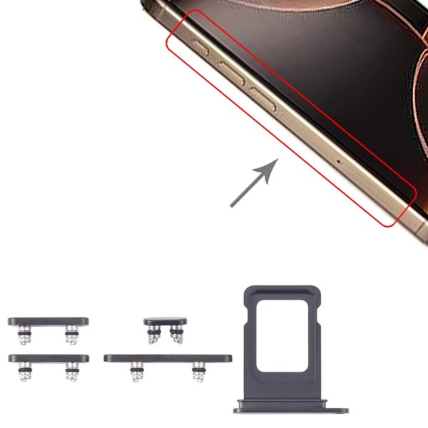 Knapper og SIM-kortholder til iPhone 16 Pro og 16 Pro Max - Sort