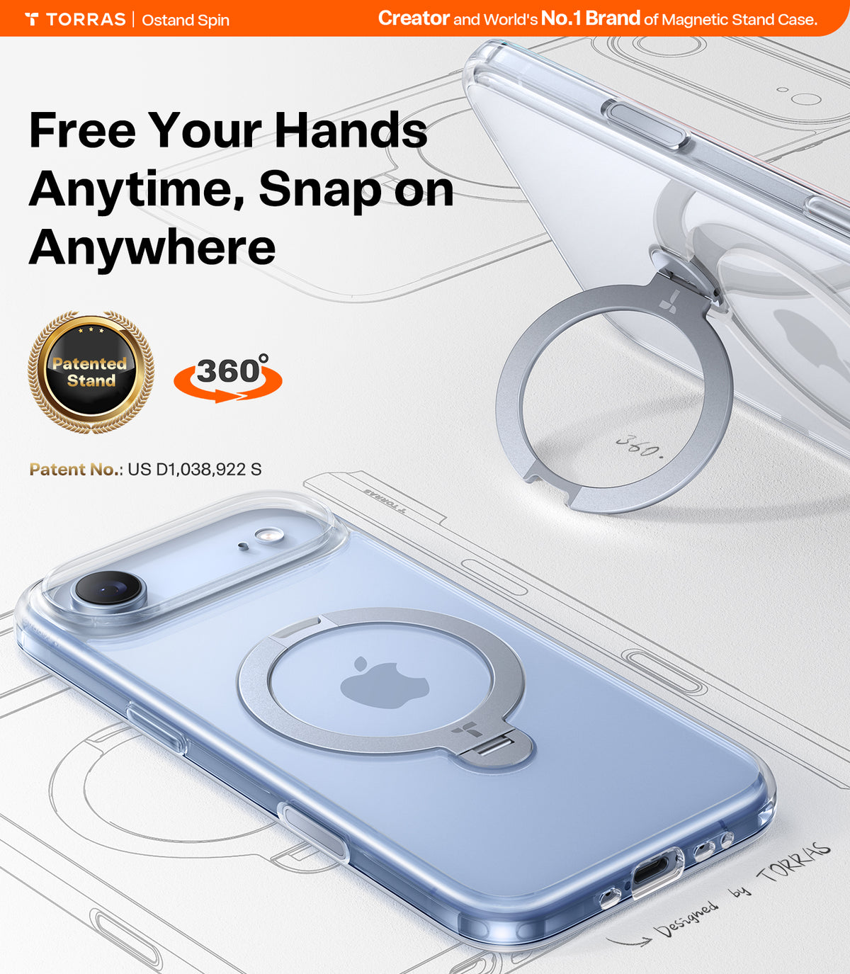 Torras iPhone Air Cover Ostand Q3 Spin Klar