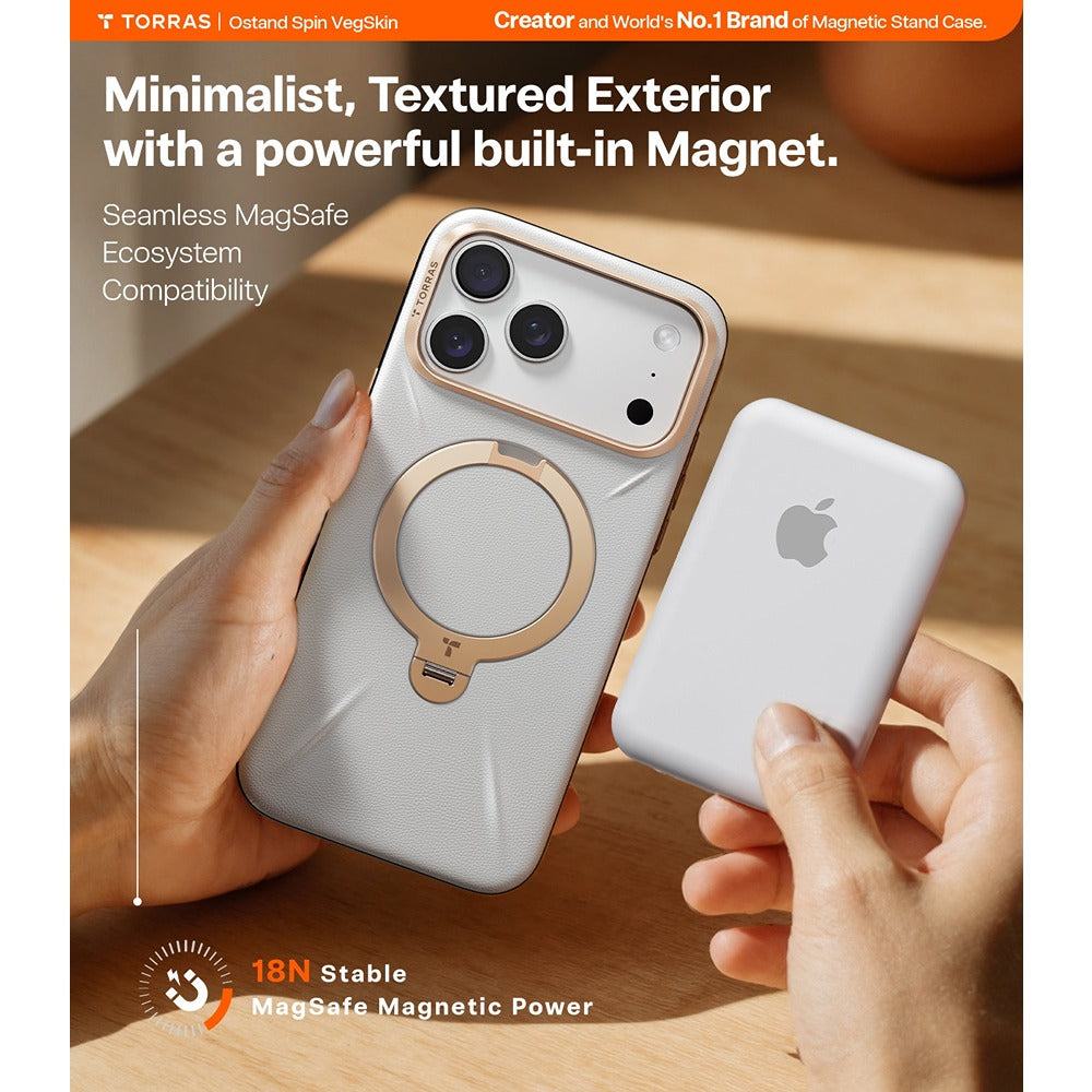 Torras iPhone 17 Pro Max Cover Ostand Q3 Vegskin Pearl Gray