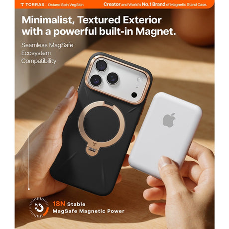 Torras iPhone 17 Pro Max Cover Ostand Q3 Vegskin Obsidian Black
