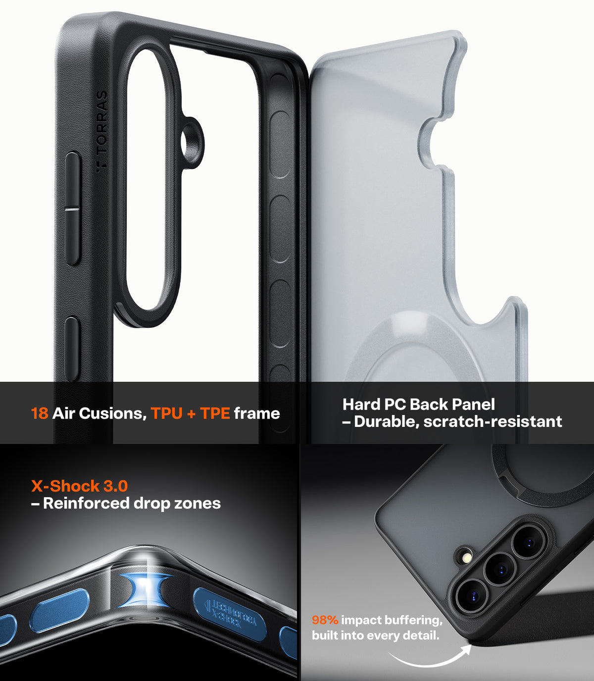 Torras Samsung Galaxy S26 Cover Ostand Q3 Spin Obsidian-sort