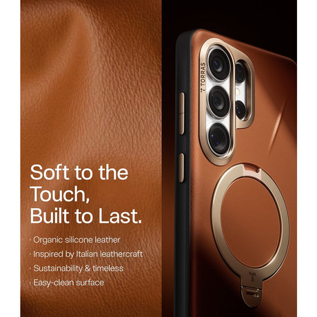 Torras Samsung Galaxy S26 Ultra Cover Ostand Q3 Vegskin Amber Brown