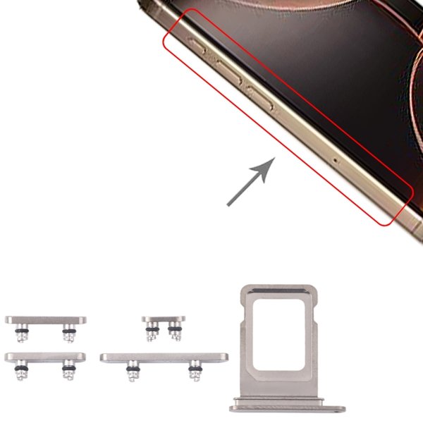 Knapper og SIM-kortholder til iPhone 16 Pro og 16 Pro Max - Naturlig Titanium