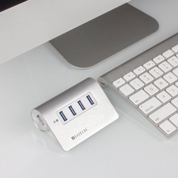 Satechi USB 3.0 aluminiumhub 4 porte sølv