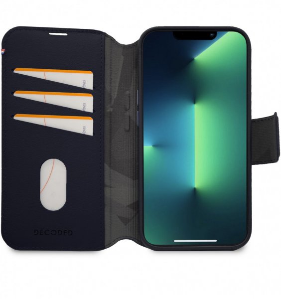 Decoded iPhone 14 Pro Foderal Læder Aftagelig Pung Navy