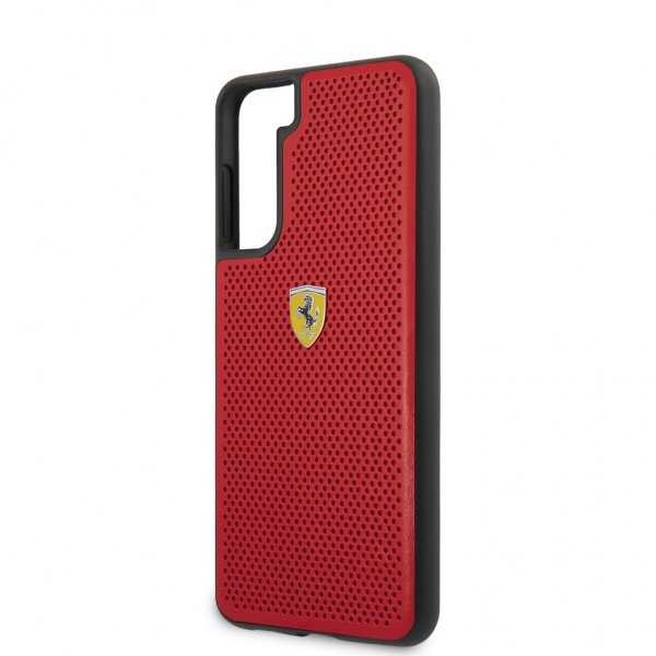 Ferrari Samsung Galaxy S21 Plus Cover Logo Perforeret Rød