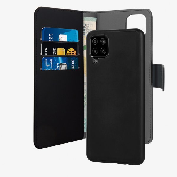 Puro Samsung Galaxy A12 Cover Wallet Aftageligt 2 i 1 Sort
