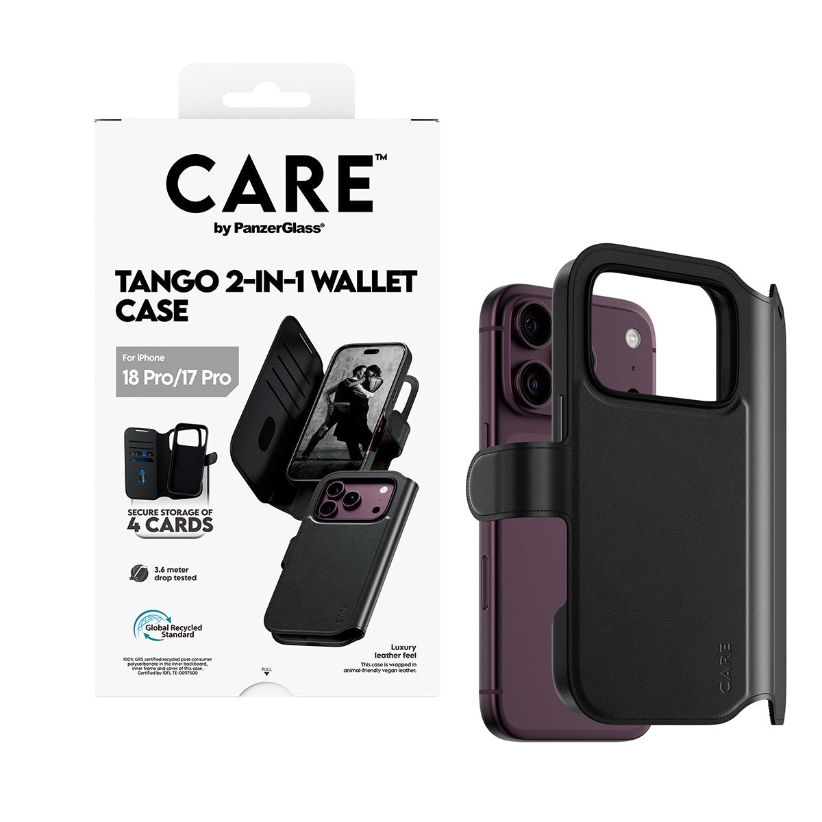 CARE by PanzerGlass iPhone 17 Pro/iPhone 18 Pro Etui Tango Wallet MagSafe Sort