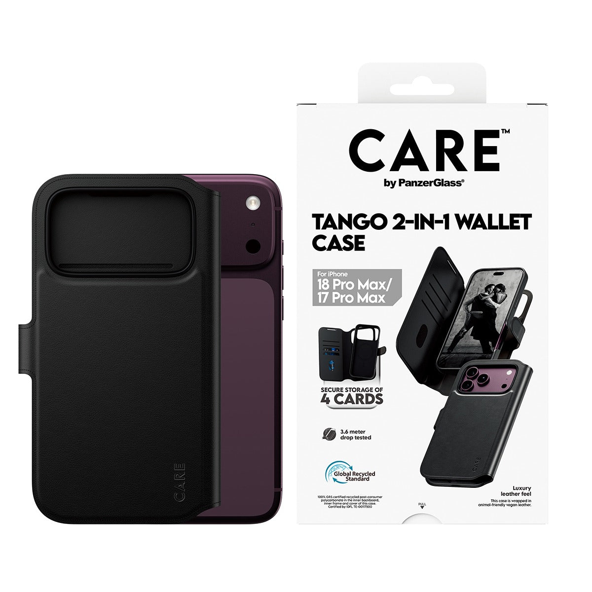 CARE by PanzerGlass iPhone 17 Pro Max/iPhone 18 Pro Max Etui Tango Wallet MagSafe Sort