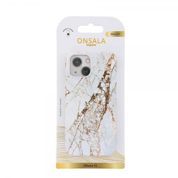 Onsala iPhone 15 Cover MagSeries White Rhino Marble