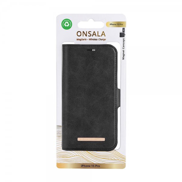 Onsala iPhone 15 Pro Cover MagSeries Aftageligt Cover Sort