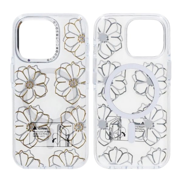iPhone 15 Pro Max Cover Mønster MagSafe Blomster
