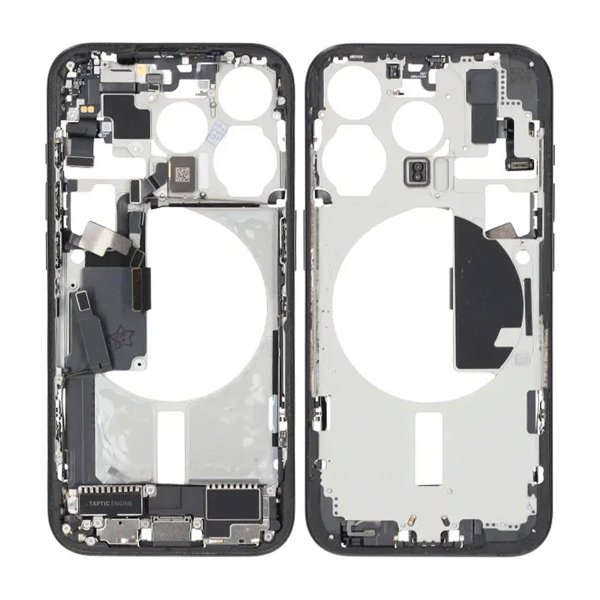 Mellemramme med smådele til iPhone 15 Pro - Sort Titan OEM