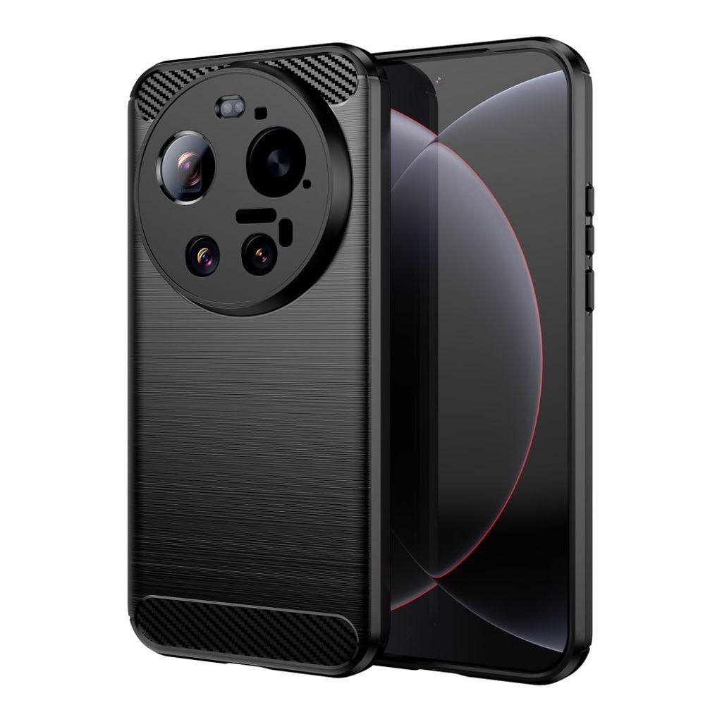 Xiaomi 17 Ultra Cover Børstet Kulfiber-tekstur Sort