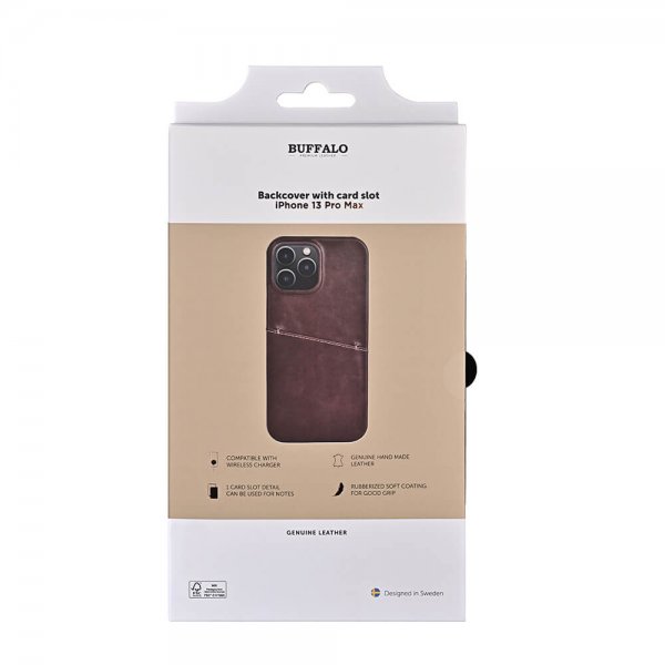 Buffalo iPhone 13 Pro Max Cover Backcover med Kortplads Brun