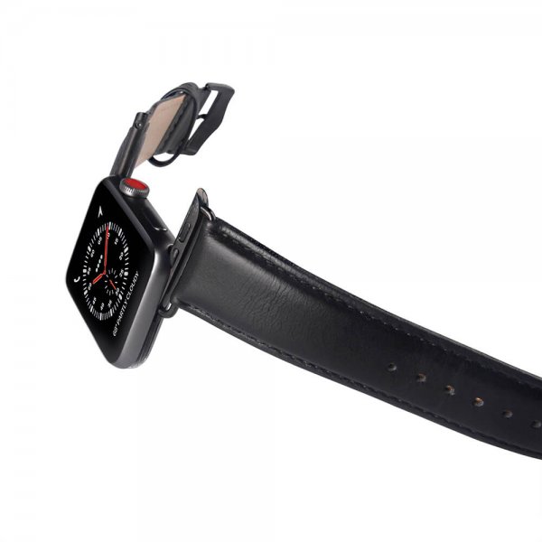 Buffalo Apple Watch 38/40/41/42mm Rem Ægte Læder Sort