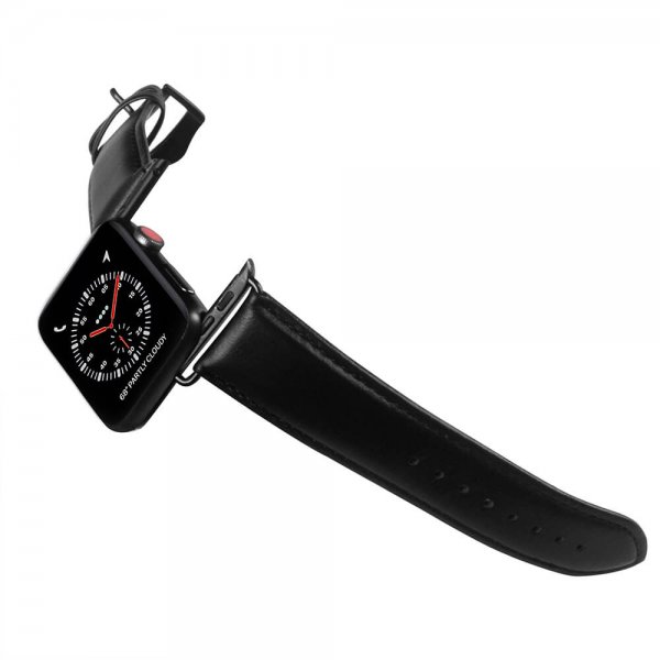 Buffalo Apple Watch 44/45/46mm/Apple Watch Ultra Armbånd Ægte Læder Sort