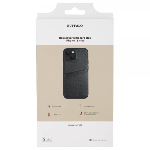 Buffalo iPhone 13 Mini Cover Bagside med Kortlommer Sort