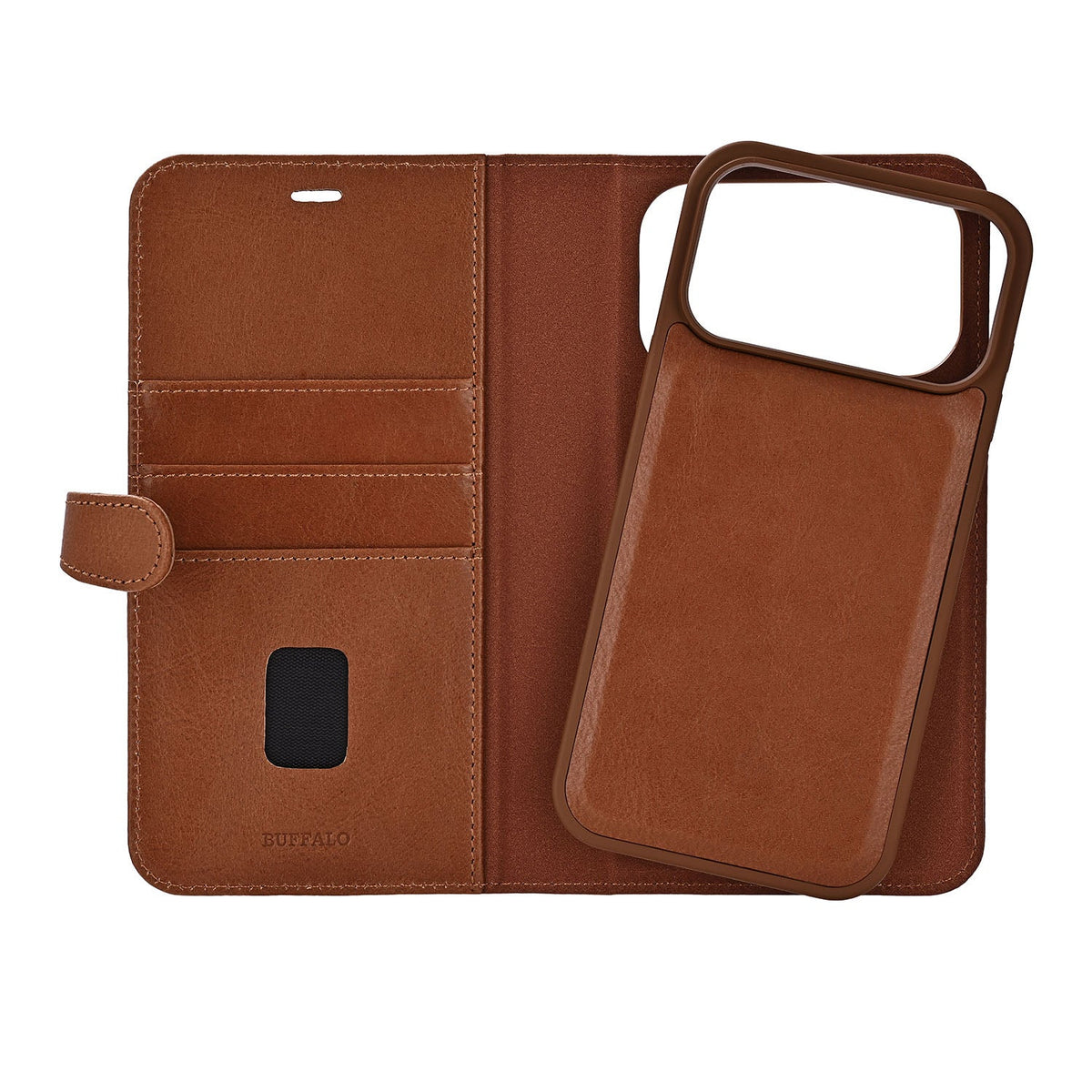 Buffalo iPhone 17 Pro Max/iPhone 18 Pro Max Etui 2-i-1 aftagelig pung Brun