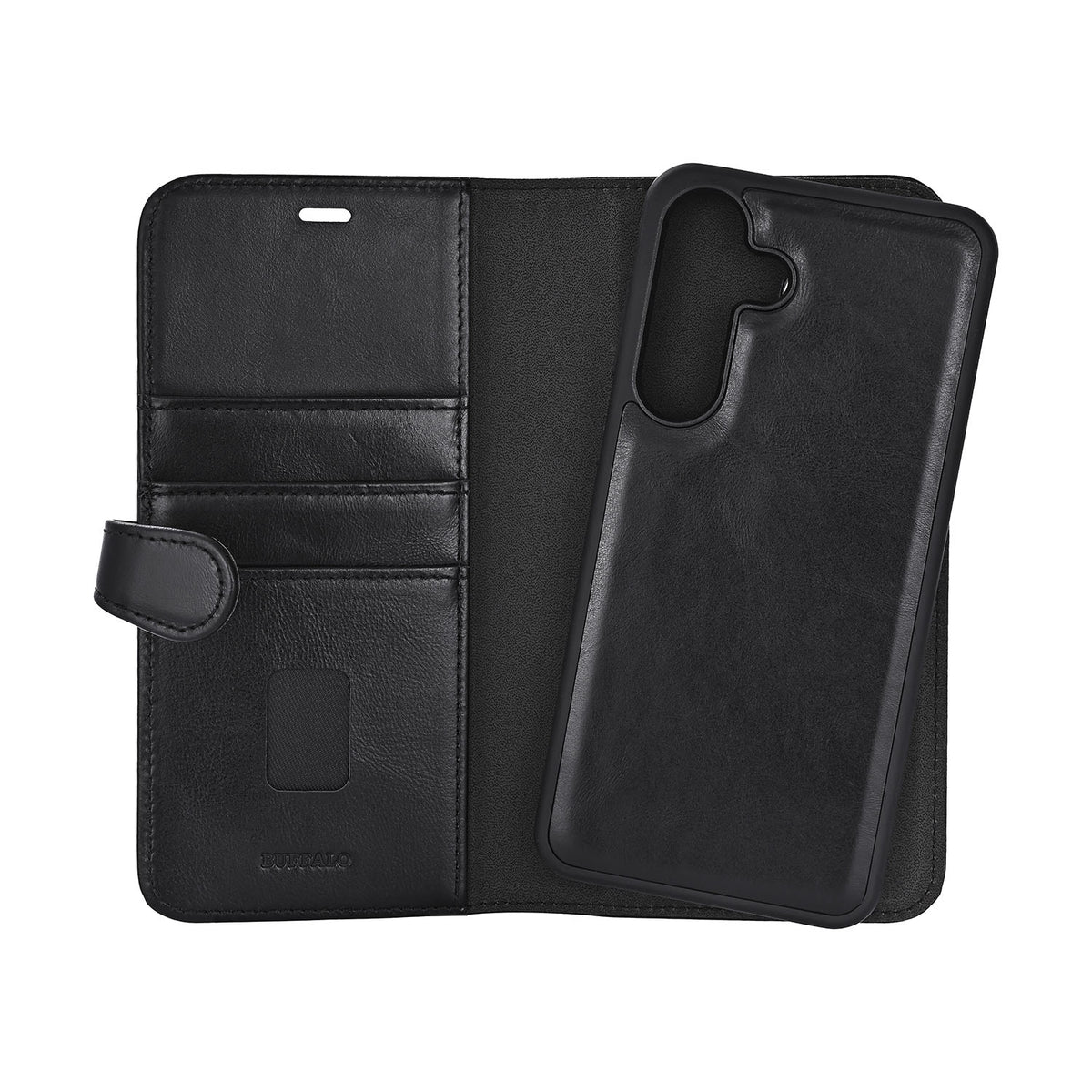 Buffalo Samsung Galaxy S26 FE Etui 2-i-1 Ægte Læder 3 Kortholder Sort