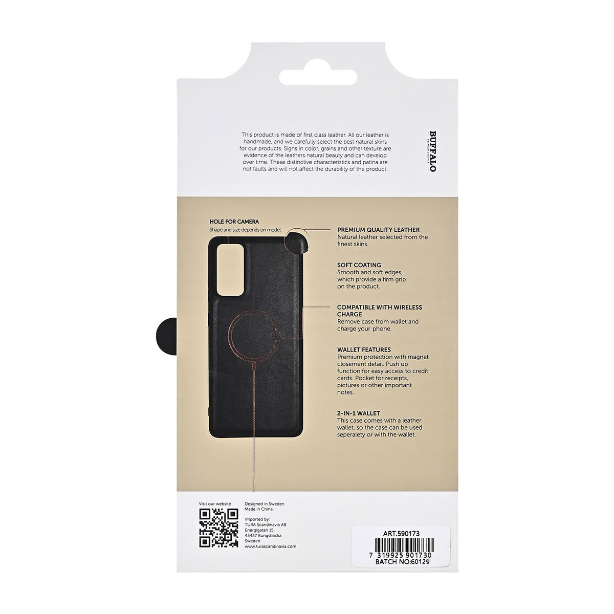 Buffalo Samsung Galaxy S26 FE Etui 2-i-1 Ægte Læder 3 Kortholder Sort