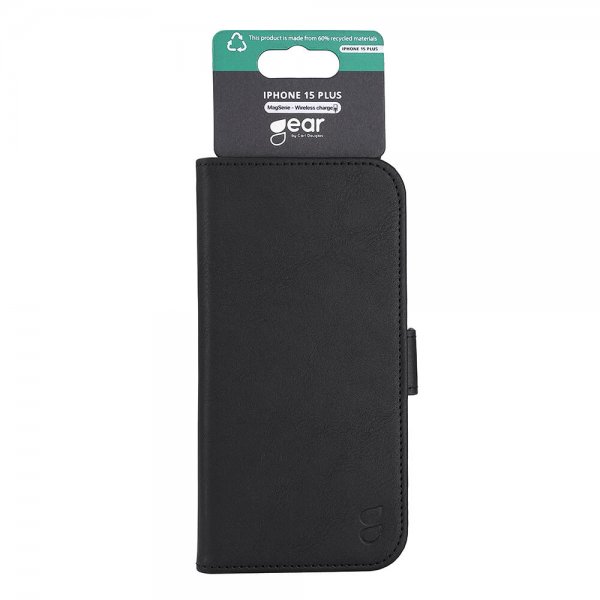 Gear iPhone 15 Plus Cover 3 Kortlommer MagSeries Sort