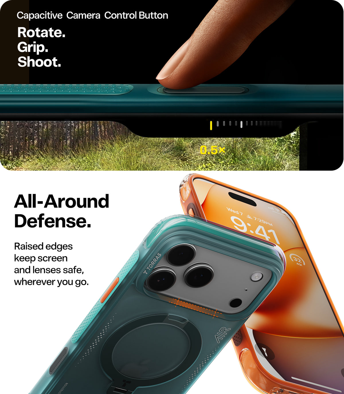 Torras iPhone 17 Pro Max Cover Ostand Q3 Air Glacier Sprint