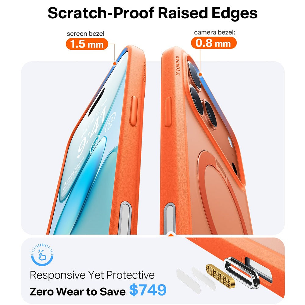 Torras iPhone 17 Pro Max Cover Ostand Q3 Spin Energy Orange