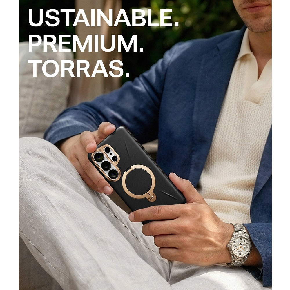 Torras Samsung Galaxy S26 Ultra Cover Ostand Q3 Vegskin Obsidian Black