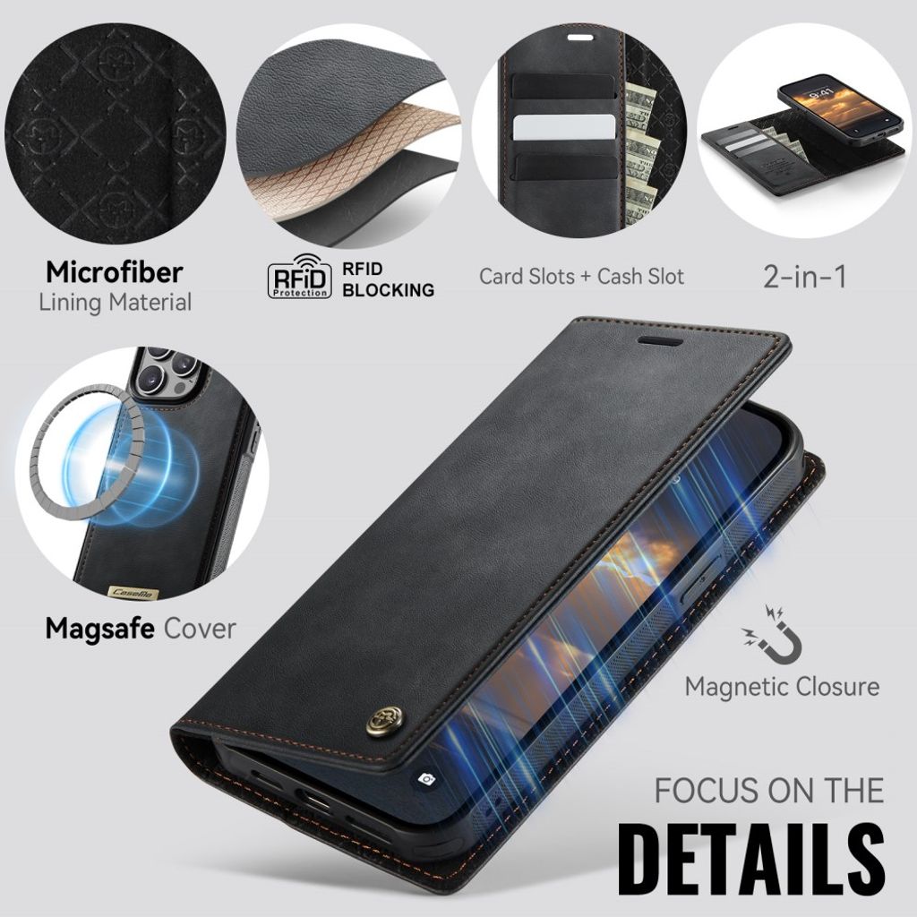 CaseMe iPhone 13 Pro Etui C49 Series Sort