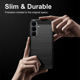 Samsung Galaxy S26 FE Cover Borstad Kolfibertextur Sort