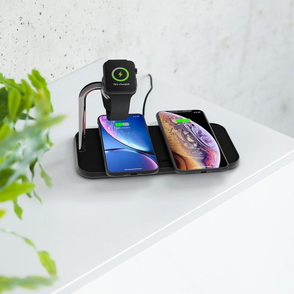 Zens Dual+Watch trådløs oplader i aluminium, sort