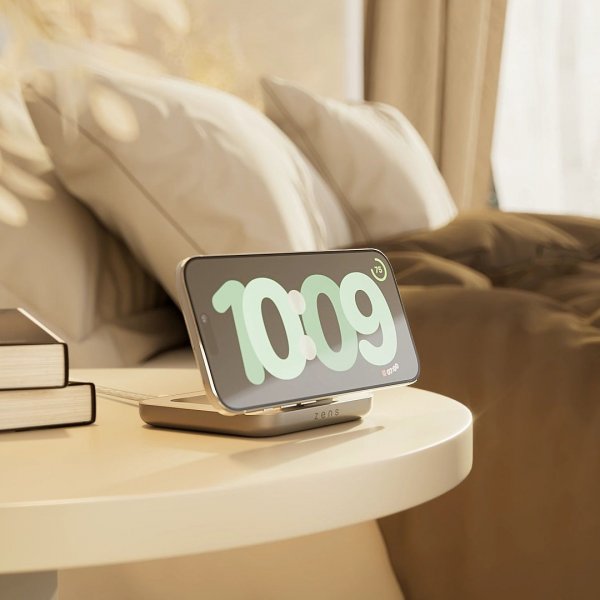 Zens Trådløs Oplader Magnetic Nightstand Charger Qi2 15W Hvid