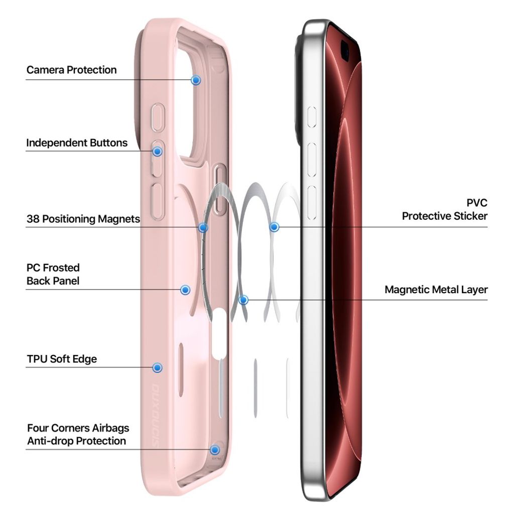 Dux Ducis iPhone 17 Pro Max/iPhone 18 Pro Max Cover Yind Series MagSafe Lyserød