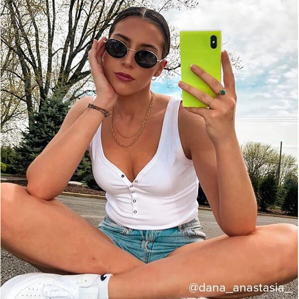 iDecoz iPhone Xs Max Cover Square Case Neon Gul
