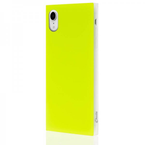 iDecoz iPhone Xr Cover Square Case Neon Gul