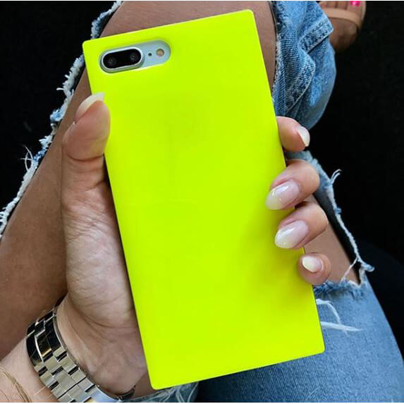 iDecoz iPhone Xr Cover Square Case Neon Gul