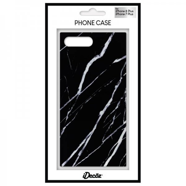 iDecoz iPhone 7 Plus/iPhone 8 Plus Cover Square Case Marmor Sort