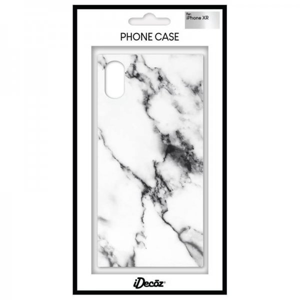 iDecoz iPhone Xr Cover Square Case Marble Hvid