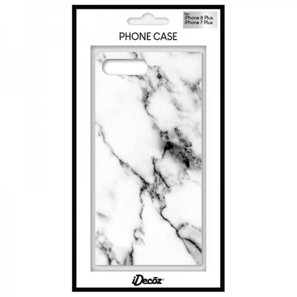 iDecoz iPhone 7 Plus/iPhone 8 Plus Cover Firkantet Marmor Hvid