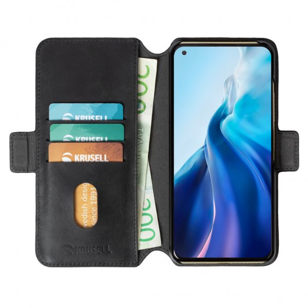 Krusell Xiaomi Mi 11 Lite Etui Leather PhoneWallet Sort