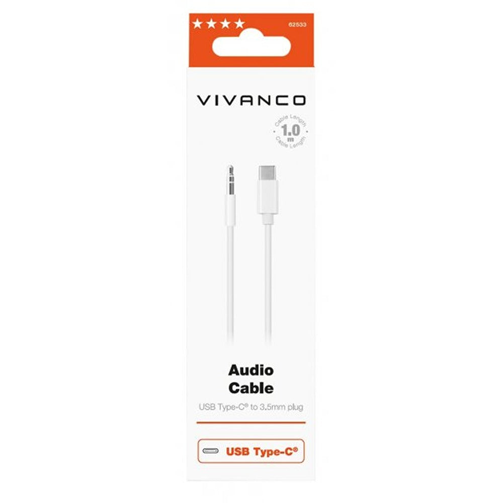 Vivanco Kabel Lydkabel USB-C til 3.5mm 1m Hvid