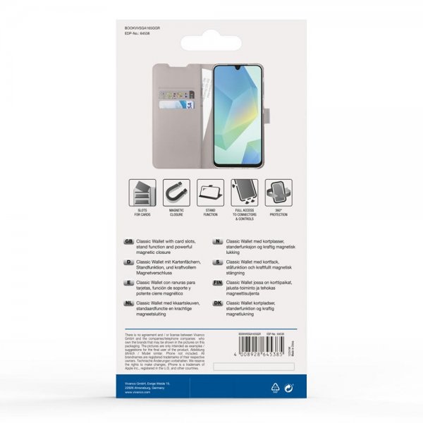 Vivanco Samsung Galaxy A16 Etui Classic Wallet Greige