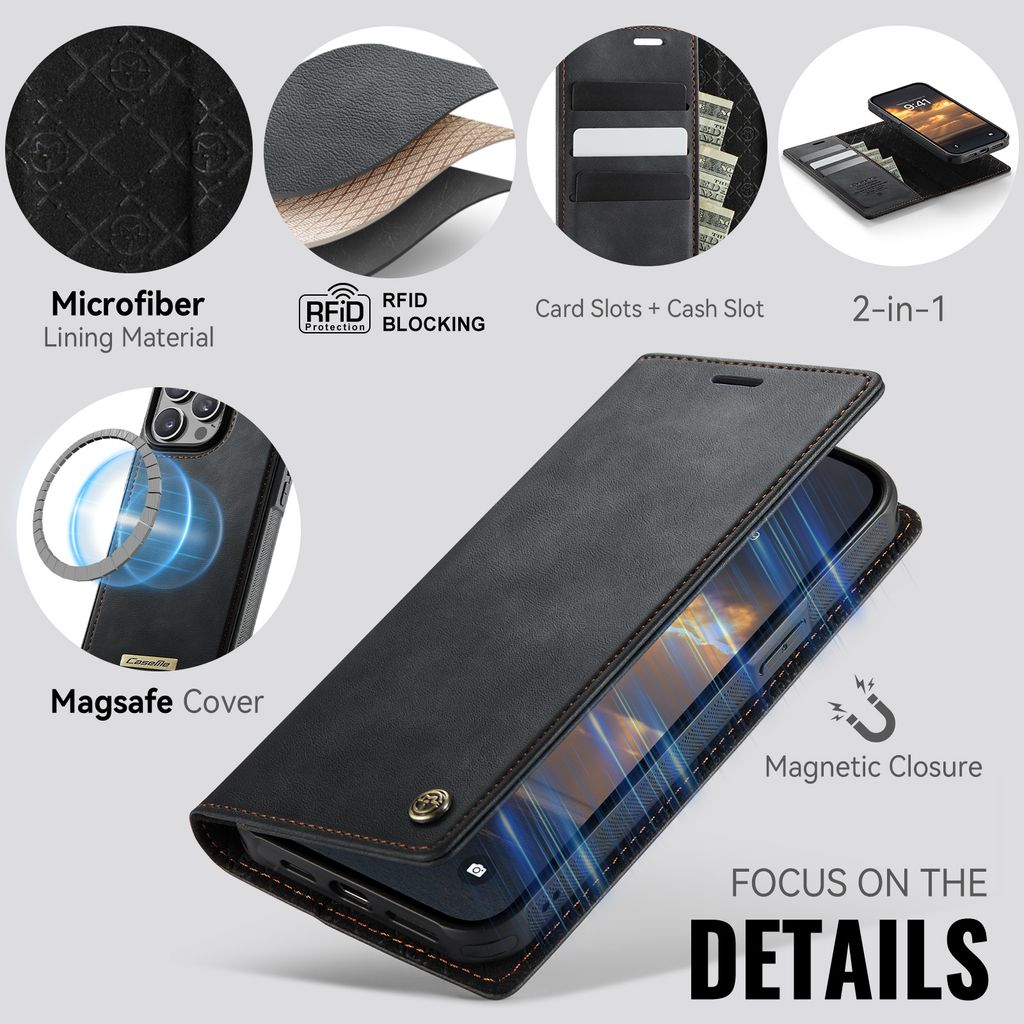 CaseMe iPhone 15 Pro Max Etui C49 Series Sort