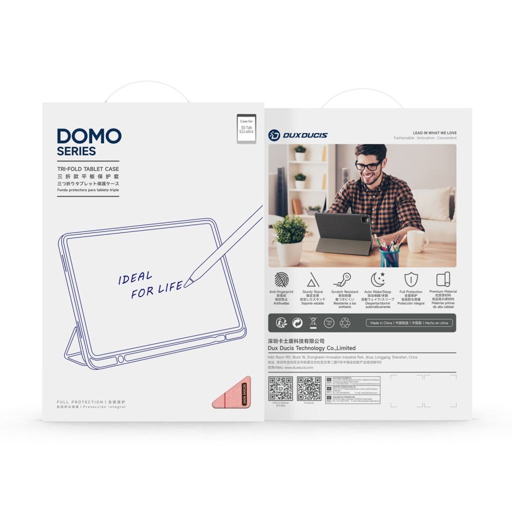 Dux Ducis Samsung Galaxy Tab S11 Ultra/S12 Ultra Etui DOMO Series Lyserød